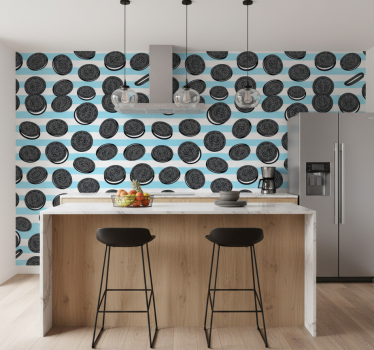 Papier peint cuisine motif rayé oreo - TenStickers