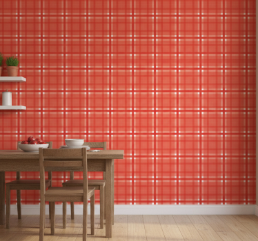 Papier peint cuisine motif vichy rouge - TenStickers