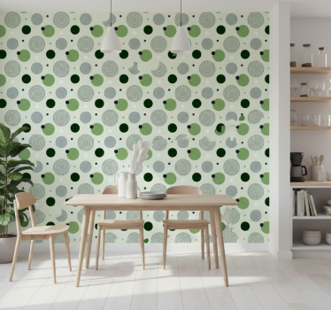 Papier peint cuisine motifs circulaires verts - TenStickers