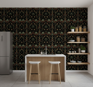 Papier peint cuisine motifs de feuillage gracieux - TenStickers