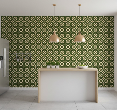 Papier peint cuisine ornementation géométrique - TenStickers
