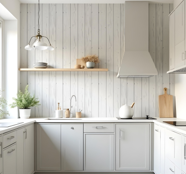 Papier peint cuisine panneaux de bois gris clair - TenStickers