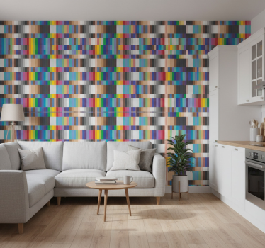 Papier peint cuisine petits carrés multicolores - TenStickers