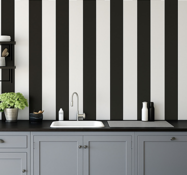 Papier peint cuisine rayures blanches et noires - TenStickers