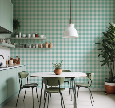 Papier peint cuisine tartan vert - TenStickers