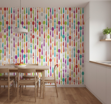 Papier peint cuisine ustensiles de cuisine - TenStickers