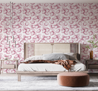 Papier peint cuisine violet croquis de fraises - TenStickers