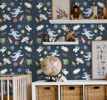 Papier peint chambre enfant aventure spatiale - TenStickers