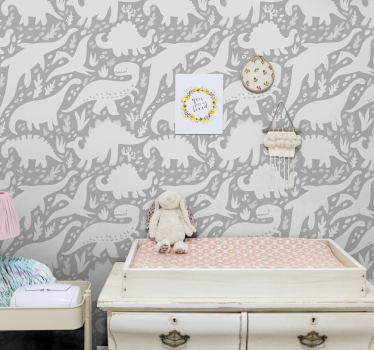Papier peint dinosaures en gris - TenStickers
