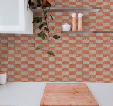 Papier peint cuisine carreaux géométriques beiges - TenStickers