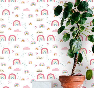 Papier peint enfant arc-en-ciel tons pastel - TenStickers