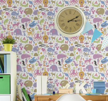 Papier peint chambre enfant animaux de l'alphabet - TenStickers