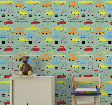 Papier peint chambre enfant modèle de voiture jouet - TenStickers