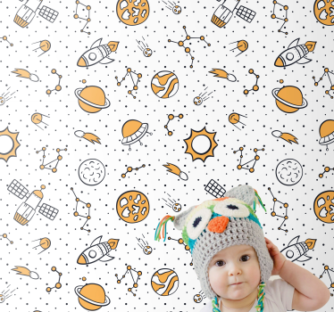 Papier peint chambre enfant motif sur le thème de l'espace - TenStickers