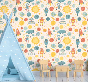 Papier peint chambre enfant scène d'aventure spatiale - TenStickers