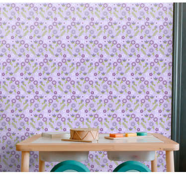 Papier peint fleur moderne Fleurs violettes simples - TenStickers