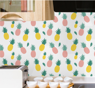 Papier peint cuisine motif ananas tropical - TenStickers
