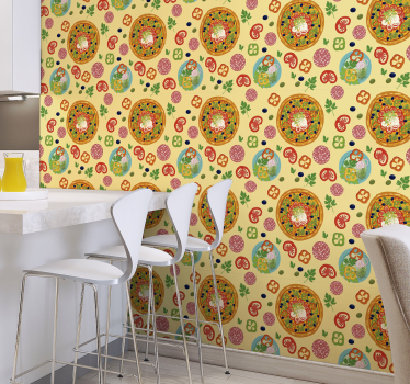 Papier peint cuisine modèle d'ingrédients de pizza - TenStickers
