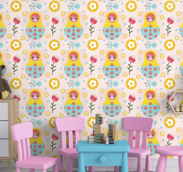 Papier peint chambre enfant poupées russes colorées - TenStickers