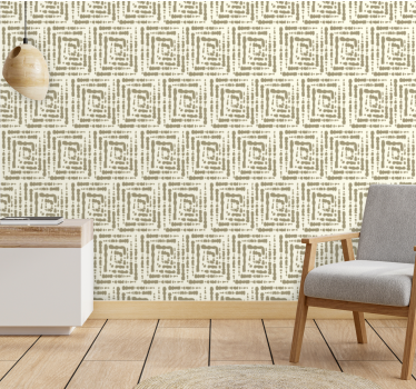 Papier peint entrée motif carré beige - TenStickers