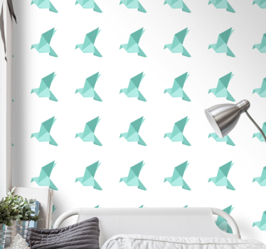 Papier peint chambre enfant motif oiseaux origami - TenStickers