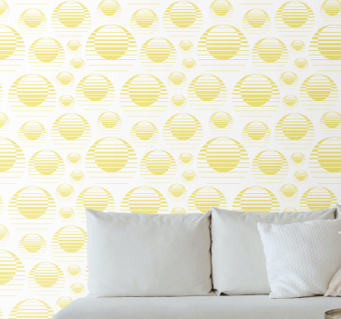 Papier peint graphique Soleil rétro dessiner des cercles jaunes - TenStickers