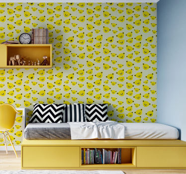 Papier peint chambre jaune motif d'ours mignon - TenStickers