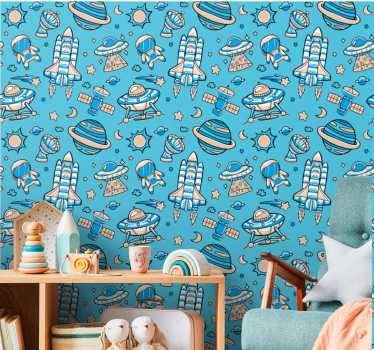 Papier peint chambre enfant exploration spatiale féerique - TenStickers