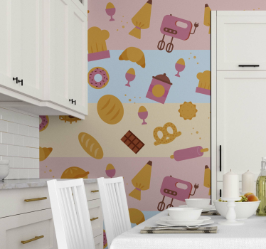 Papier peint cuisine modèle alimentaire abstrait - TenStickers