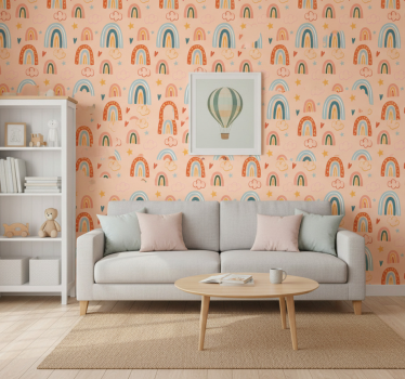 Papier peint chambre enfant arcs-en-ciel pastel simple - TenStickers
