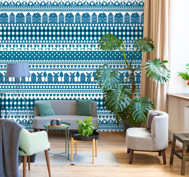 Papier peint mural motif Bleu de Delft - TenStickers