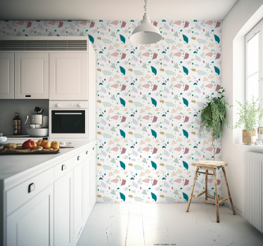 Papier peint cuisine terrazzo géométrique coloré - TenStickers