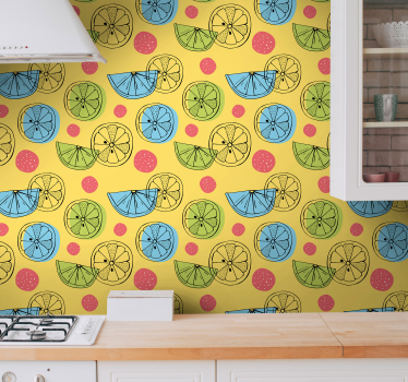 Papier peint cuisine modèle de tranches d'agrumes - TenStickers