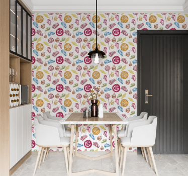 Papier peint cuisine modèle de friandises sucrées - TenStickers