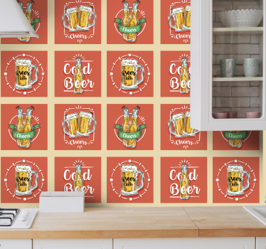Papier peint cuisine collage de chopes à bière - TenStickers