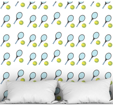 Papier peint chambre ado raquettes et balles de tennis - TenStickers