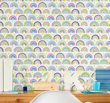 Papier peint chambre enfant motif arc-en-ciel coloré - TenStickers