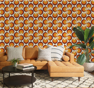 Papier peint vintage motif formes semi oblongues 70's - TenStickers