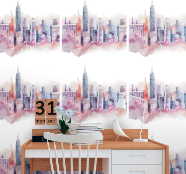 Papier peint ville aquarelle urbaine - TenStickers