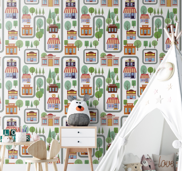 Papier peint ville charmant paysage urbain - TenStickers