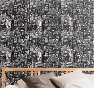 Papier peint ville collage urbain de statue - TenStickers