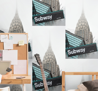 Papier peint ville entrée de métro urbain - TenStickers