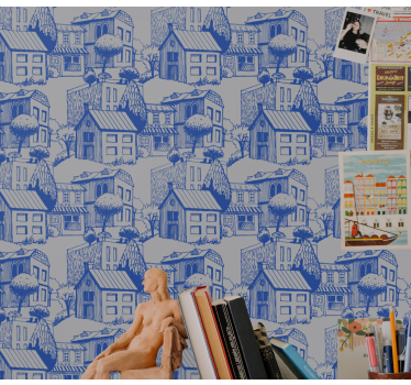 Papier peint ville illustration de croquis urbains - TenStickers