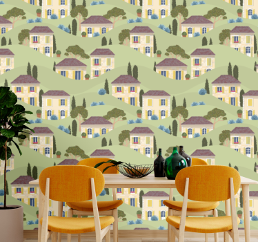 Papier peint chambre enfant motif villa champêtre - TenStickers