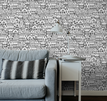 Papier peint ville paysage urbain doodle urbain - TenStickers