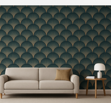 Papier peint vintage éventails verts art déco des années 1920 - TenStickers