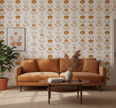 Papier peint vintage fleurs des années 70 - TenStickers