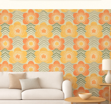 Papier peint vintage motif rétro fleuri des années 1970 - TenStickers