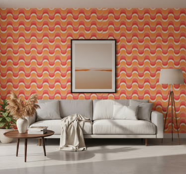 Papier peint vintage motif vagues vibrantes - TenStickers